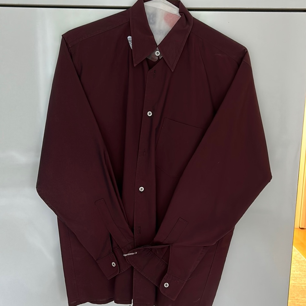 Men’s button down shirt, burgundy , size 40